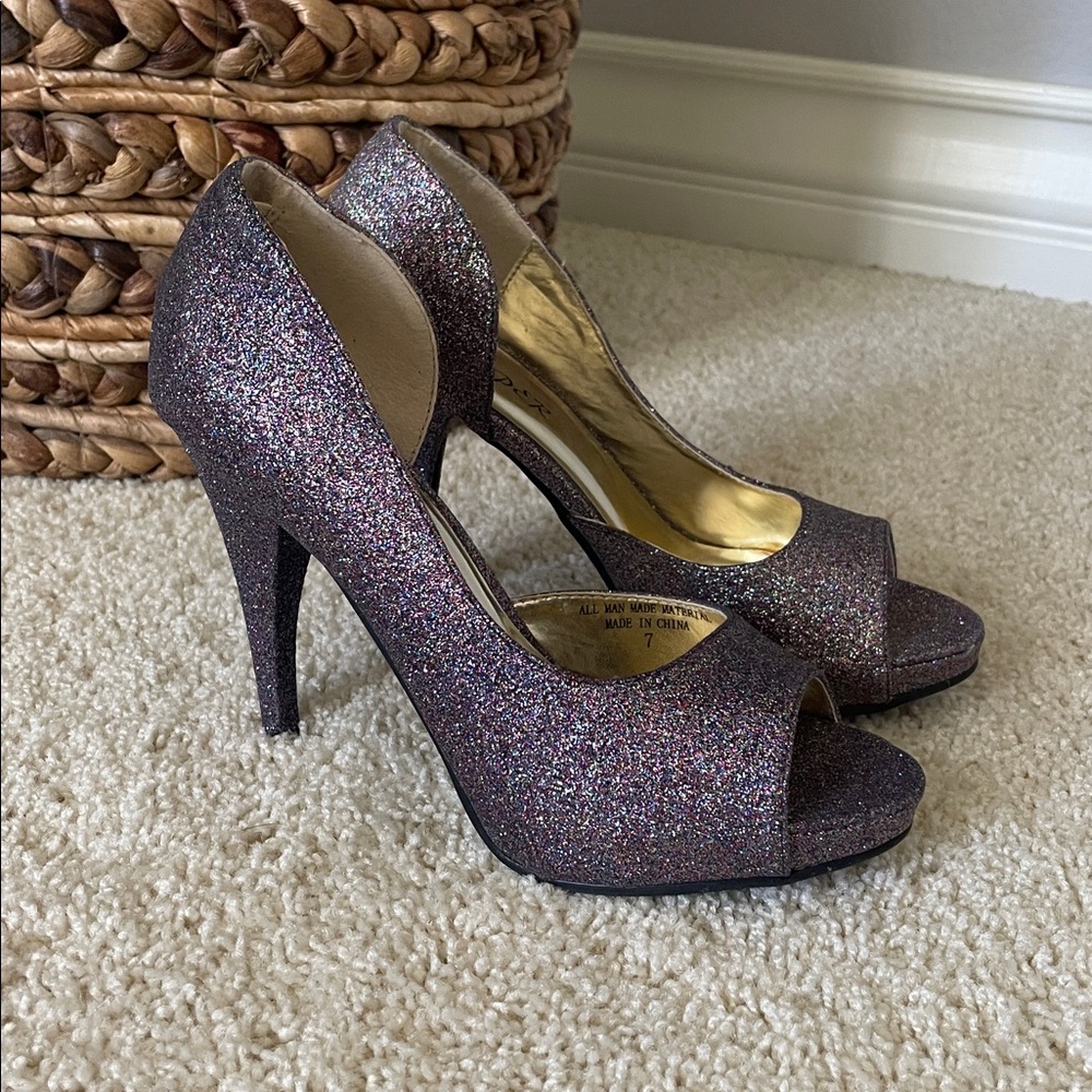 Purple Heels Purple Glitter High Heels Halloween Princess Heels Sparkle Heels